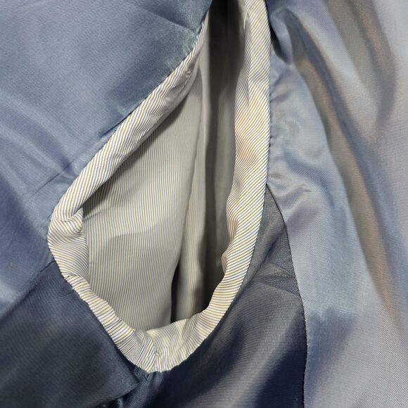 Enzo Tovare Blazer Mens 46R Gray Blue Windowpane Plaid 2 Button Sport Coat Wool - Picture 12 of 16